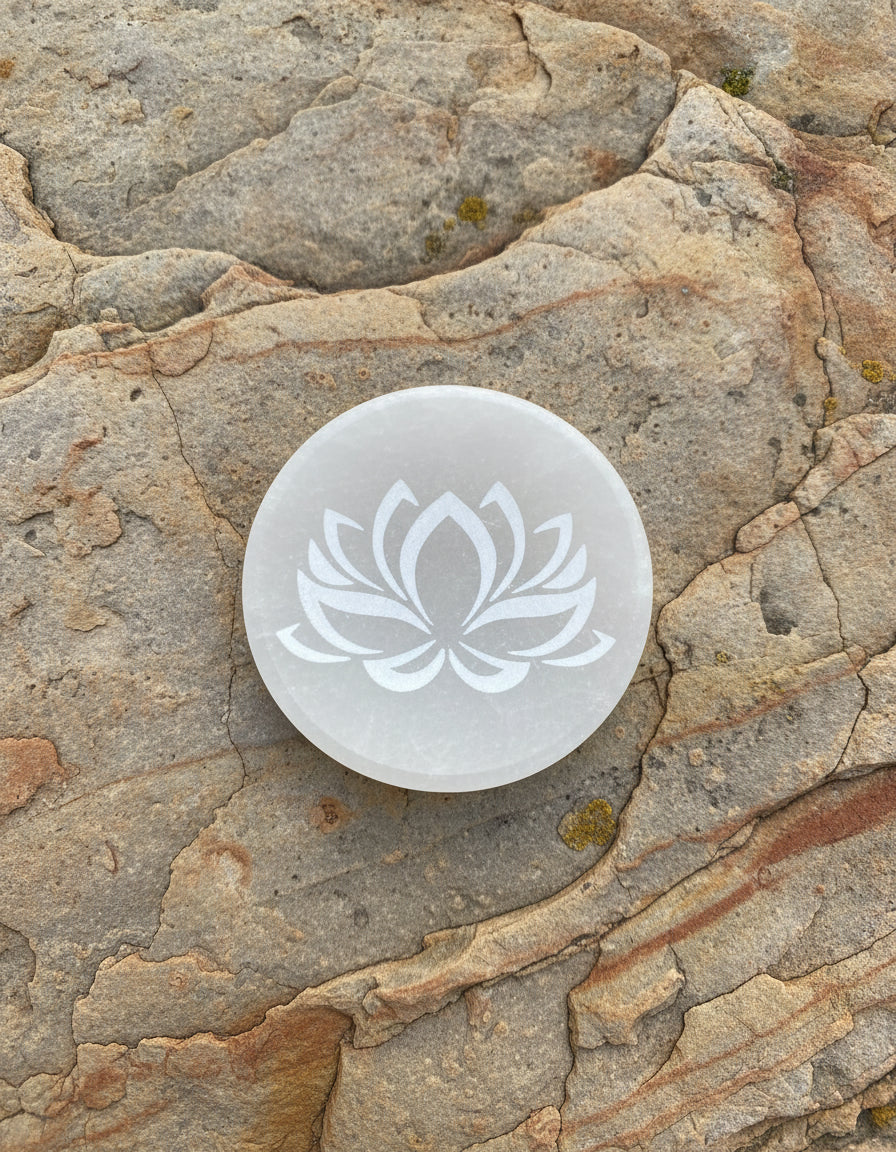 Placa de Selenita Flor de Loto – Renovación energética y armonía interior
