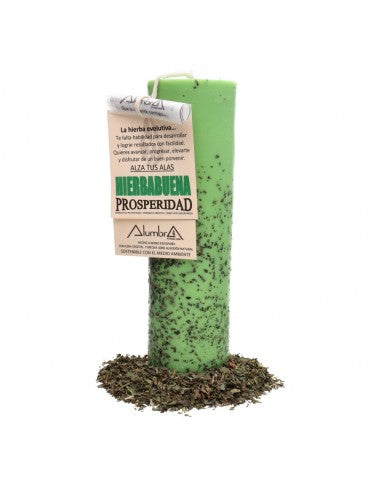 Vela artesanal con Hierbabuena - Prosperidad