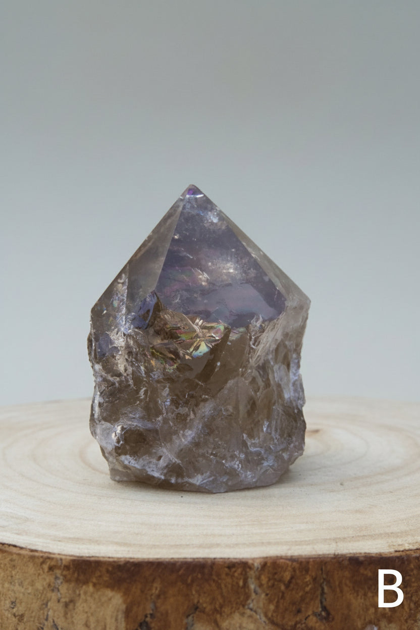 Punta Semipulida de Cuarzo Ahumado – Protección, Estabilidad y Conexión a Tierra