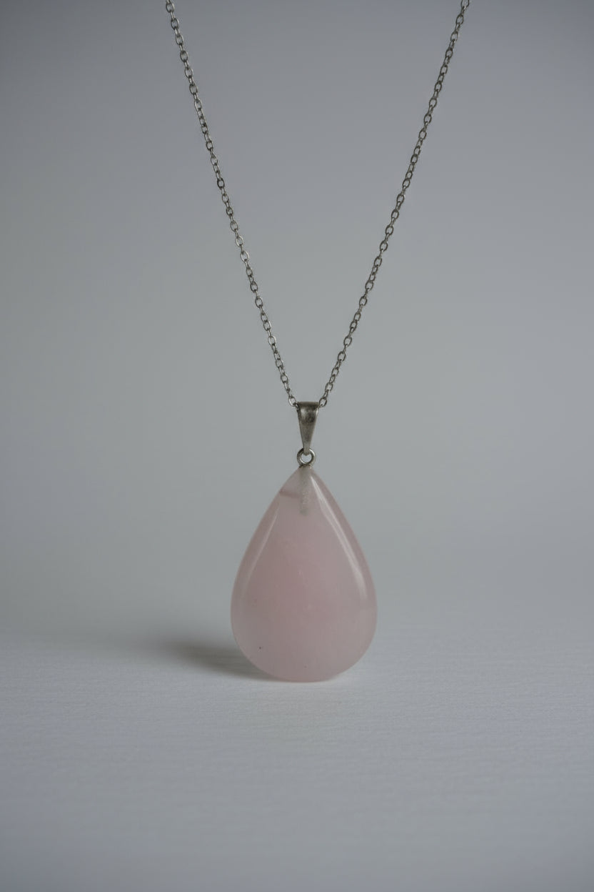 Colgante Gota Cuarzo Rosa – Amor y calma