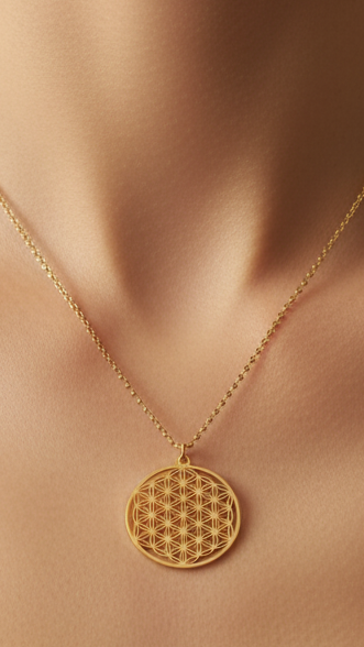 Colgante Flor de la Vida dorado
