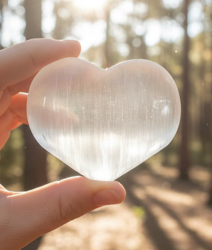Corazón de selenita grande - Purificación y calma