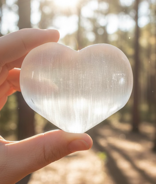 Corazón de selenita grande - Purificación y calma